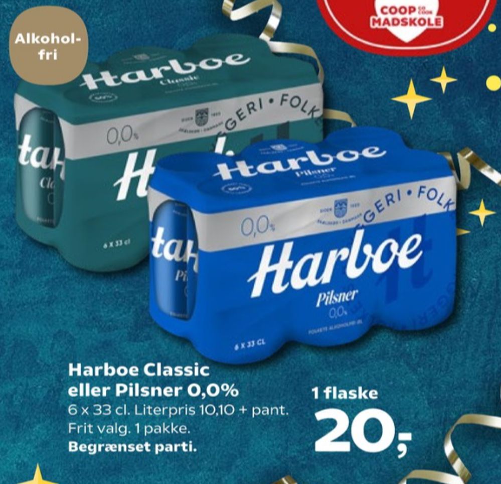 Harboe Pilsner 0,0%, Øl - Alkoholfri 6 pk.