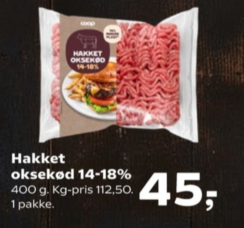 Coop, Hakket oksekød 14-18%
