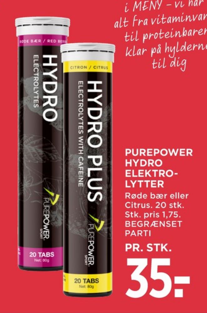 PurePower, Træningstilskud