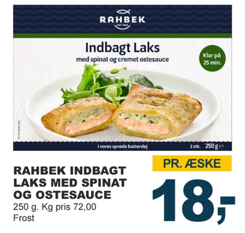 Rahbek, Indbagt Laks med Spinat og Ostesauce