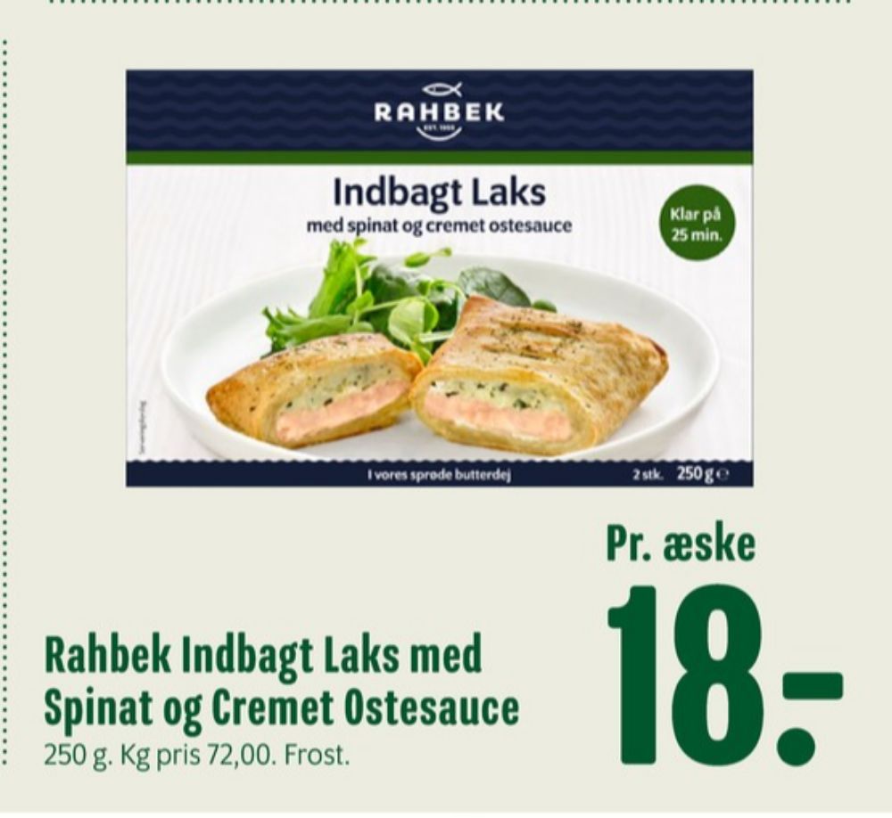 Rahbek, Indbagt Laks med Spinat og Ostesauce