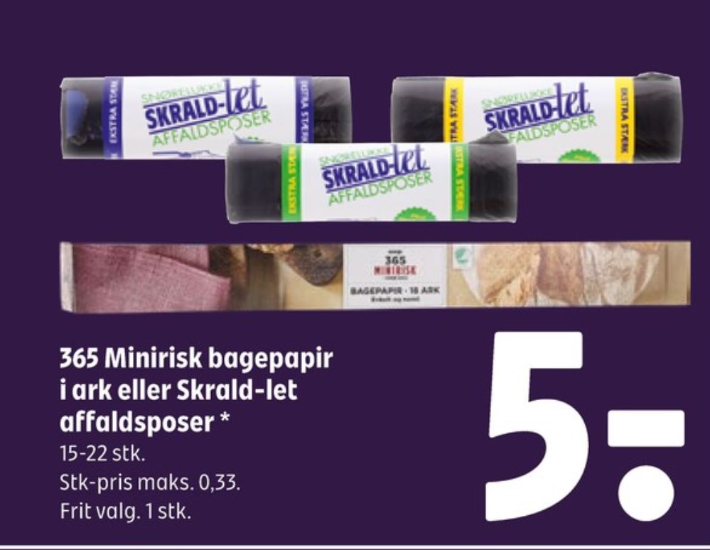 Coop 365 Minirisk, Bagepapir