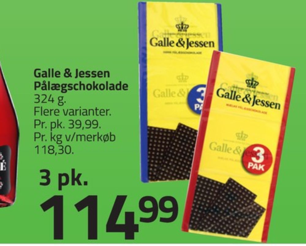 Galle & Jessen, Pålægschokolade Mælk