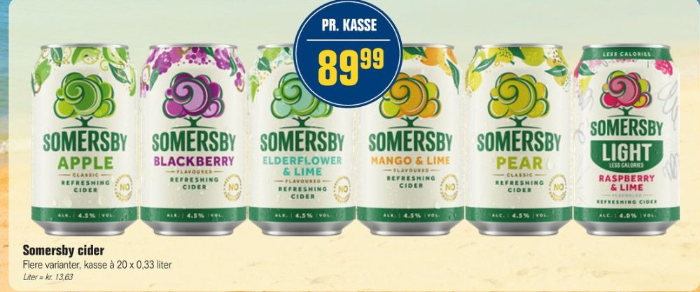 Somersby Raspberry & Lime Lite, Raspberry & Lime Lite 20 pk.
