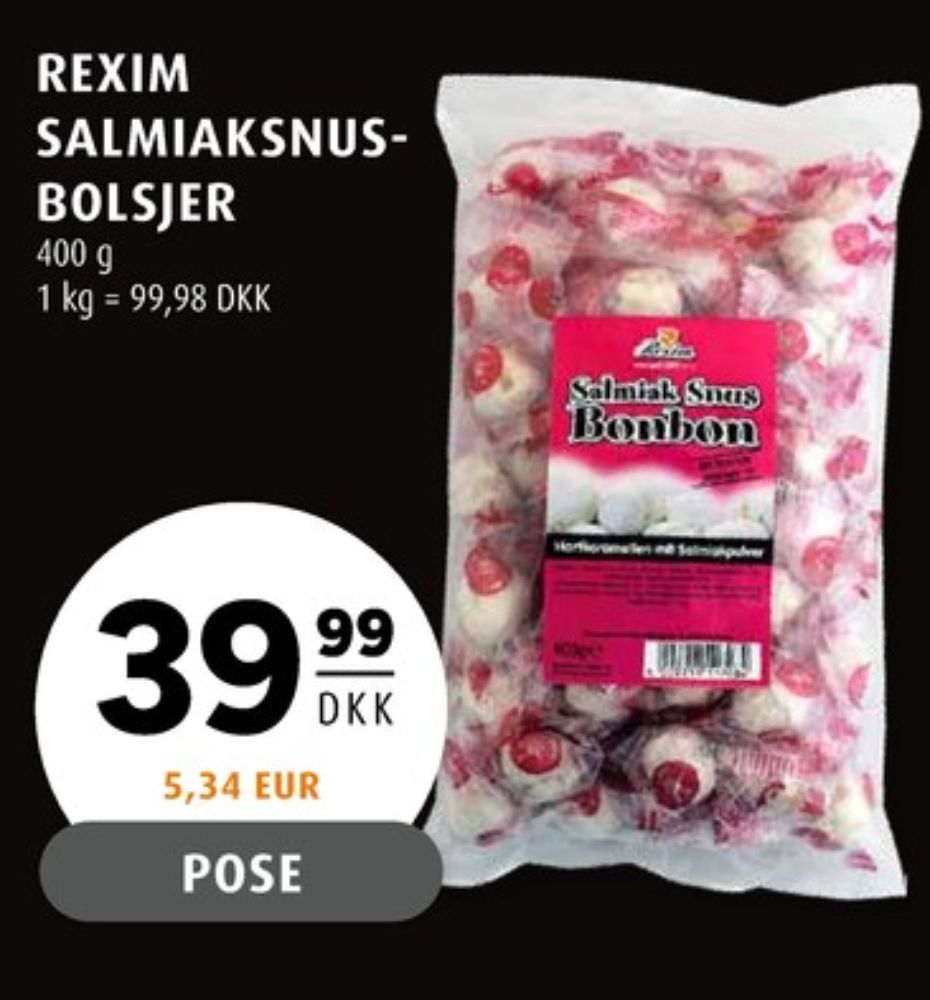 Rexim Salmiak Snus Bonbon, Bolsjer