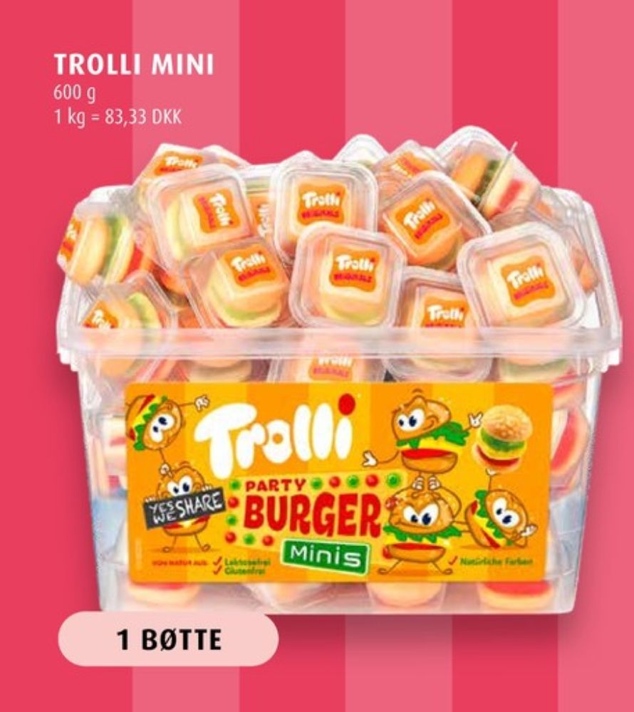 Trolli Party Burger Minis, Slikbøtter