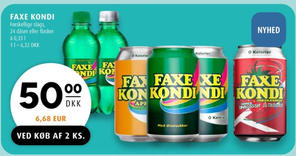 Faxe Kondi Sommer Jordbær 0 kalorier, Sportssodavand 24 pk.
