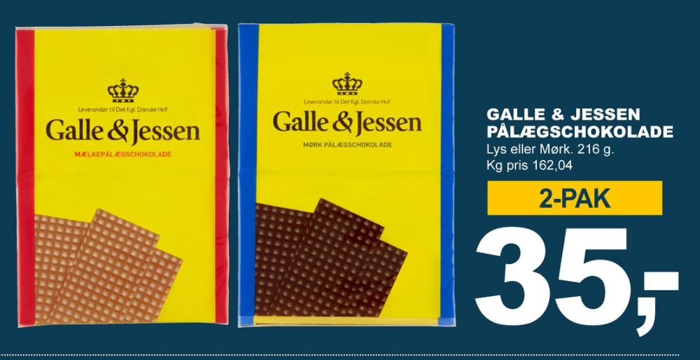 Galle & Jessen, Pålægschokolade Mørk