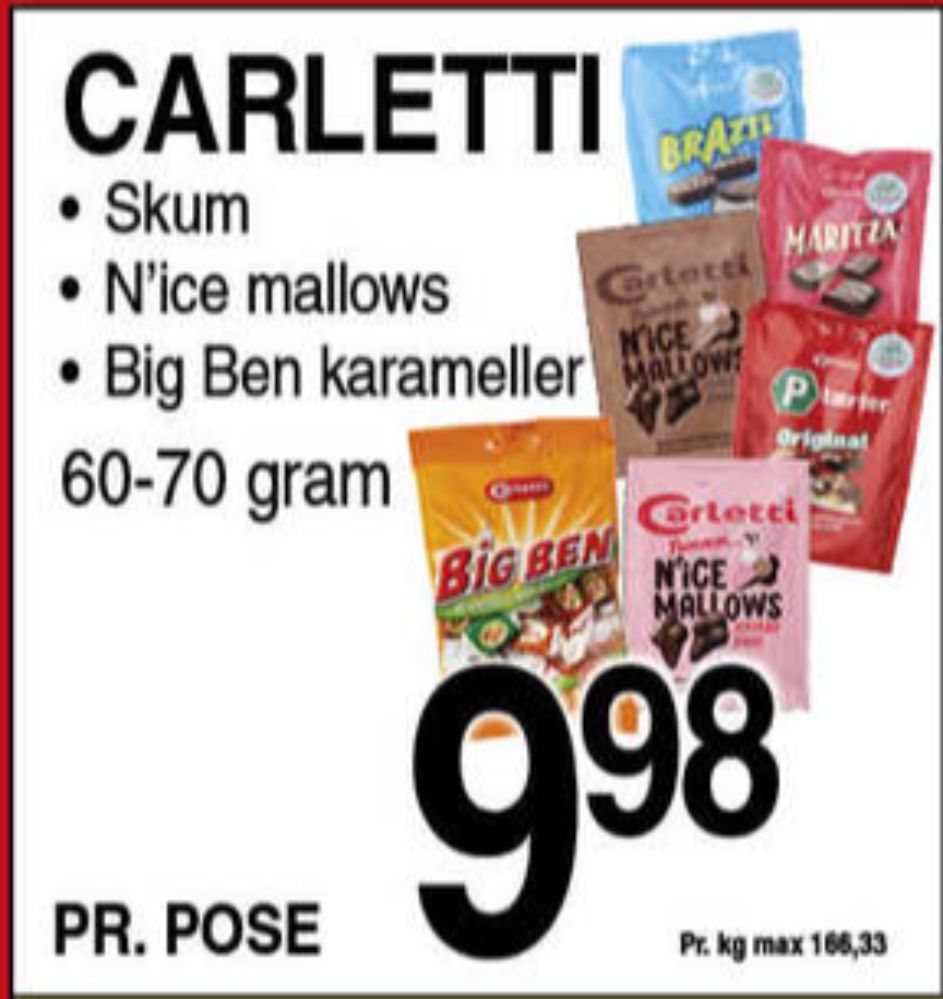 Carletti Big Ben, Karameller Blandede