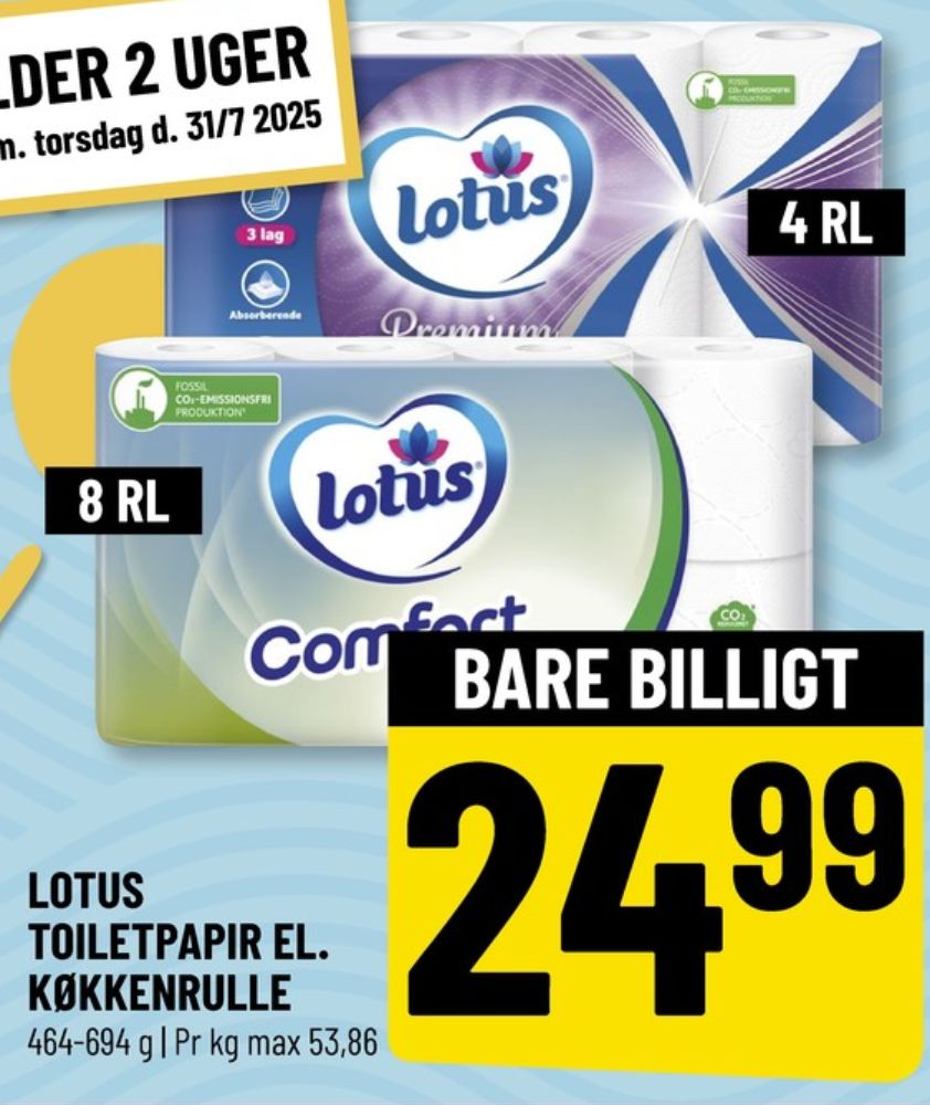 Lotus Comfort, Toiletpapir