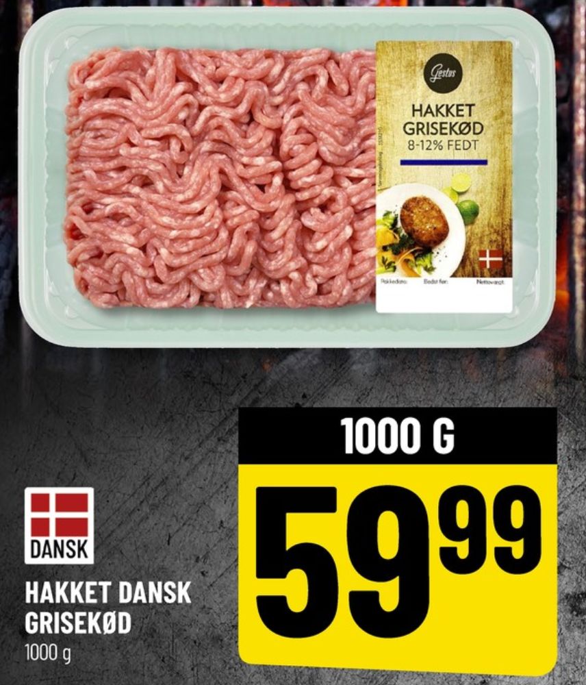 Gestus, Hakket grisekød 8-12%