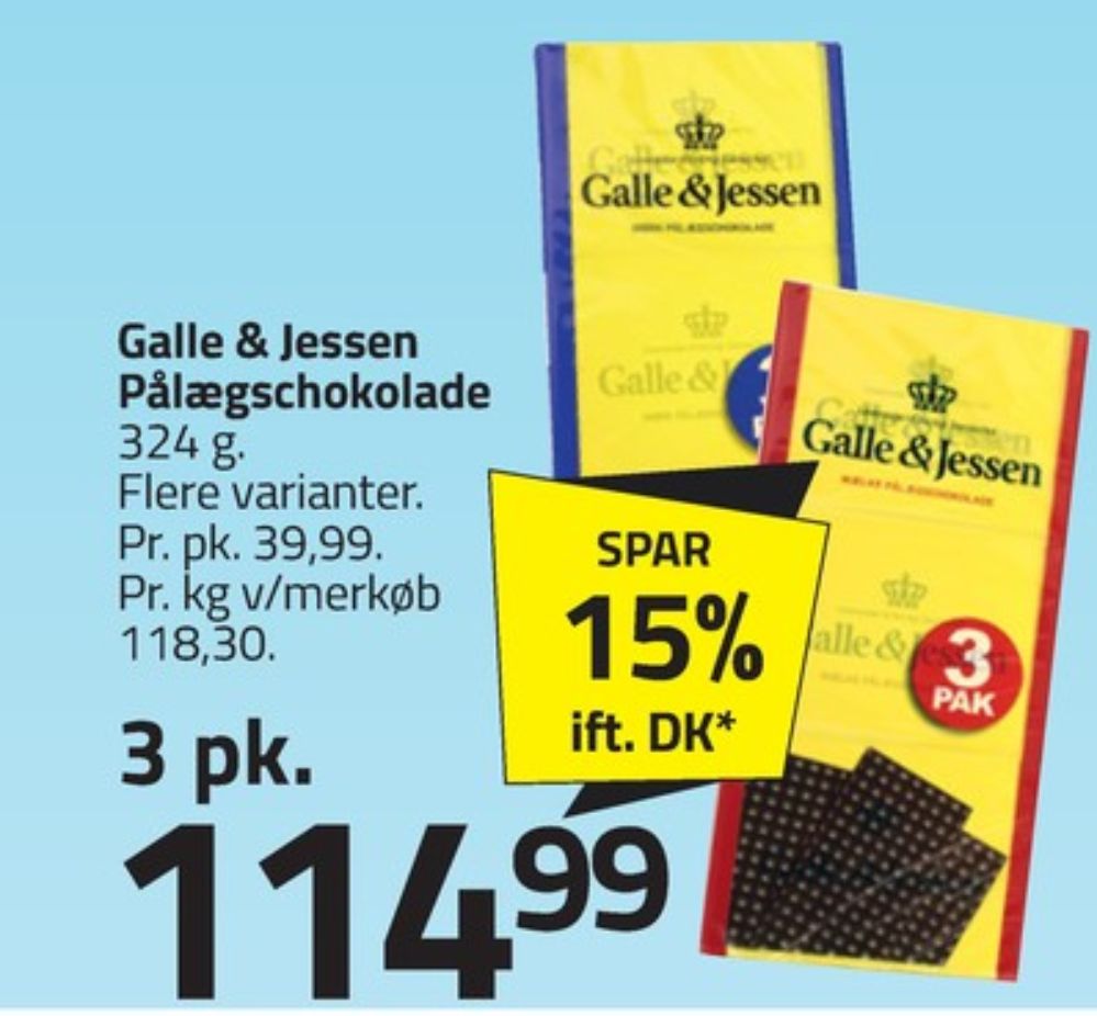 Galle & Jessen, Pålægschokolade Mørk