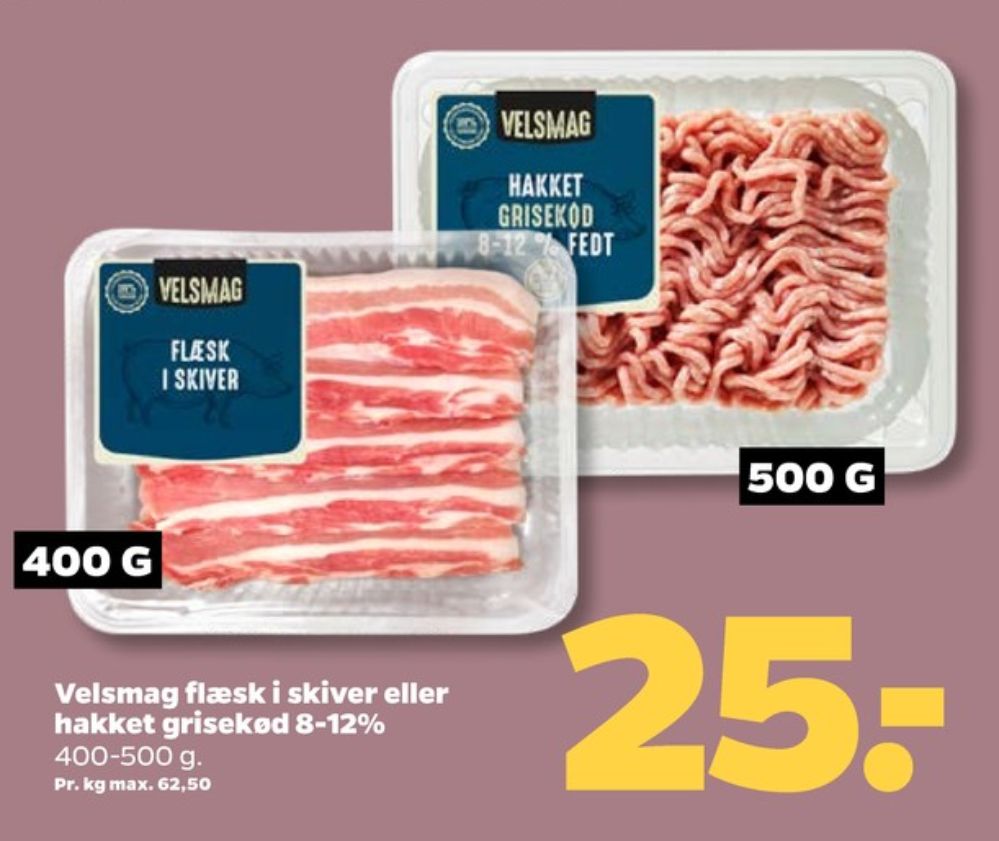 Velsmag, Hakket grisekød 8-12%