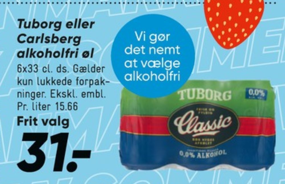 Tuborg Classic 0,0, Øl - Alkoholfri 6 pk.