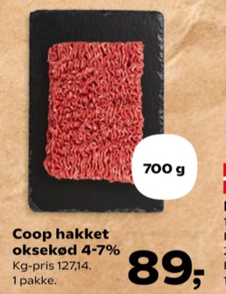 Coop, Hakket oksekød 4-7%