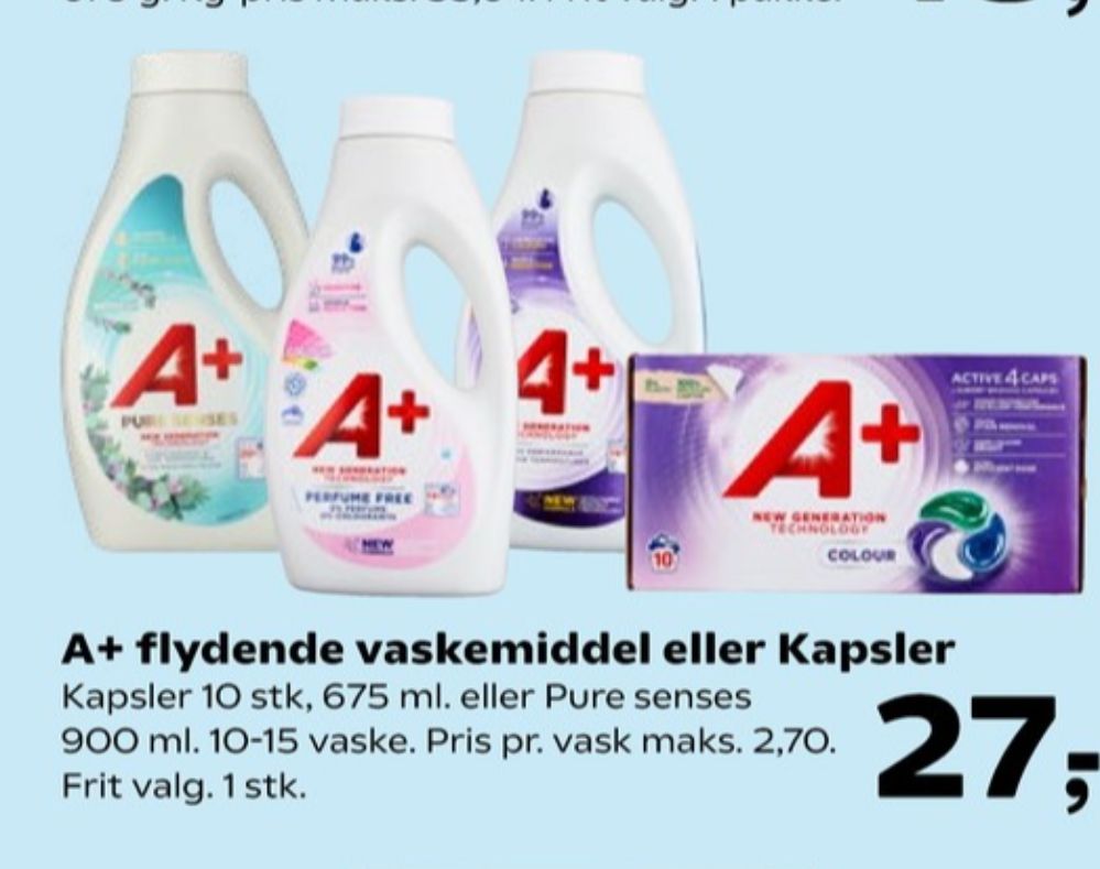A+, Vaskemiddel-flydende