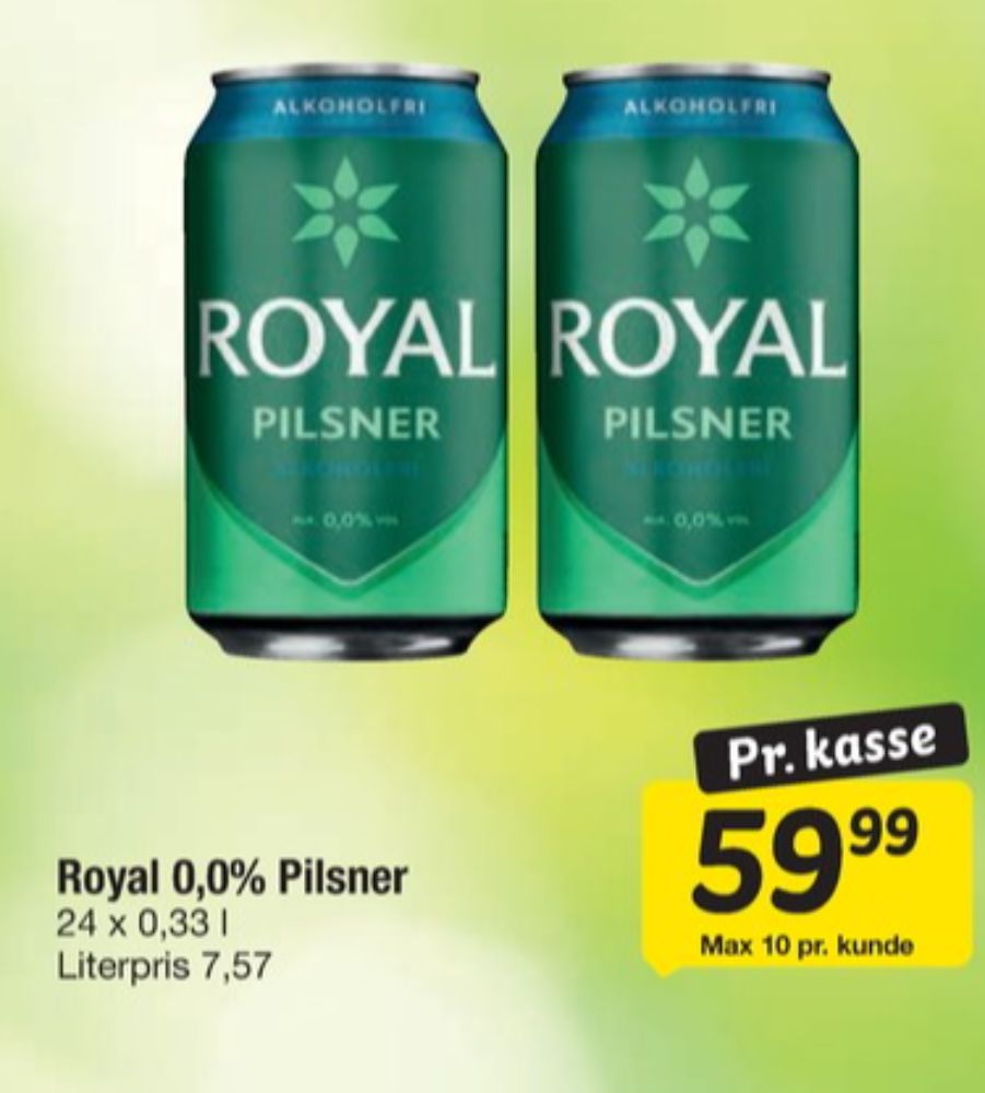 Royal 0,0 Pilsner, Øl - Alkoholfri 24 pk.