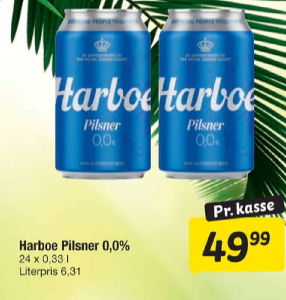 Harboe Pilsner 0,0%, Øl - Alkoholfri 24 pk.