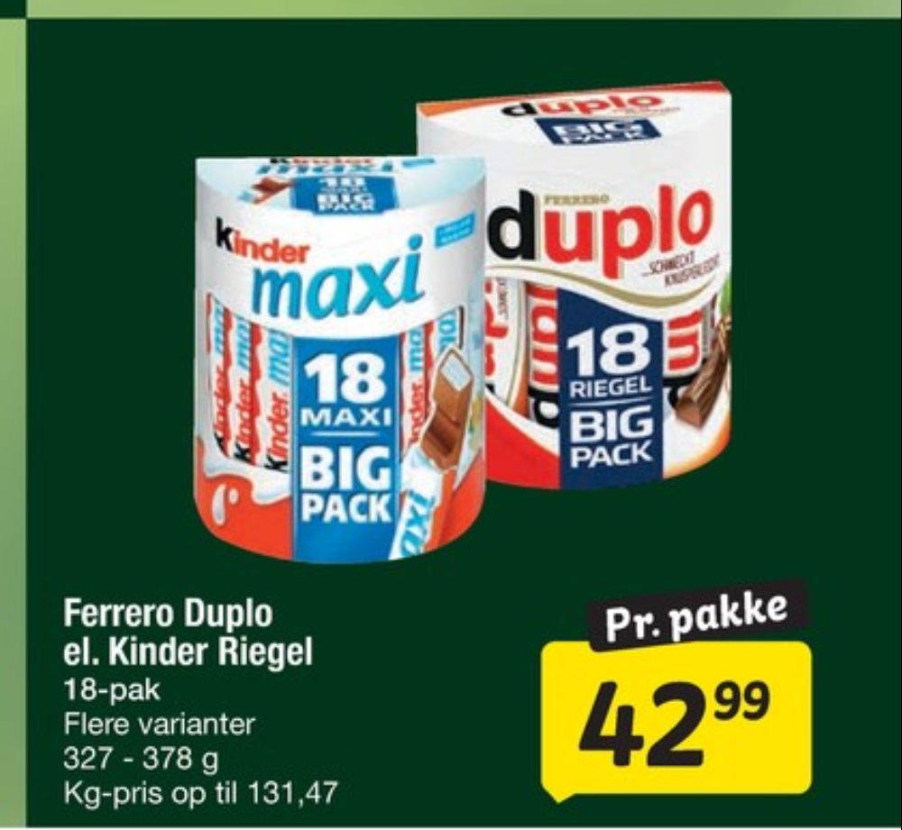 Kinder Duplo, Chokoladestænger