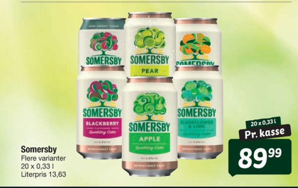 Somersby Raspberry & Lime Lite, Raspberry & Lime Lite 20 pk.