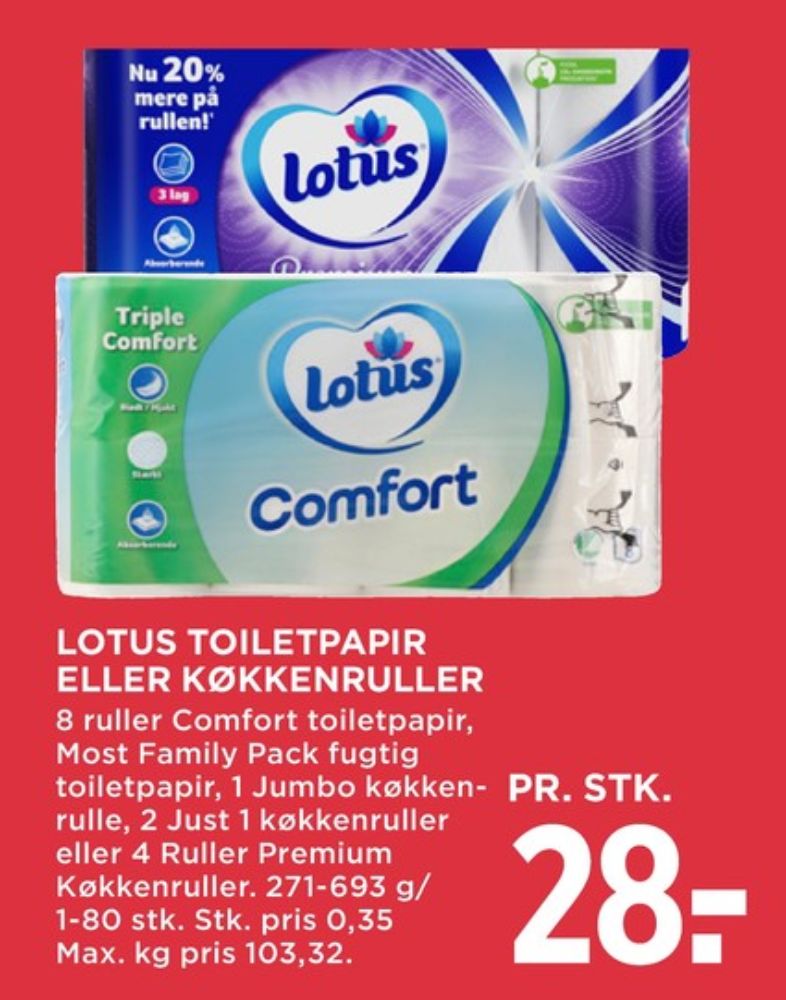 Lotus Comfort, Toiletpapir