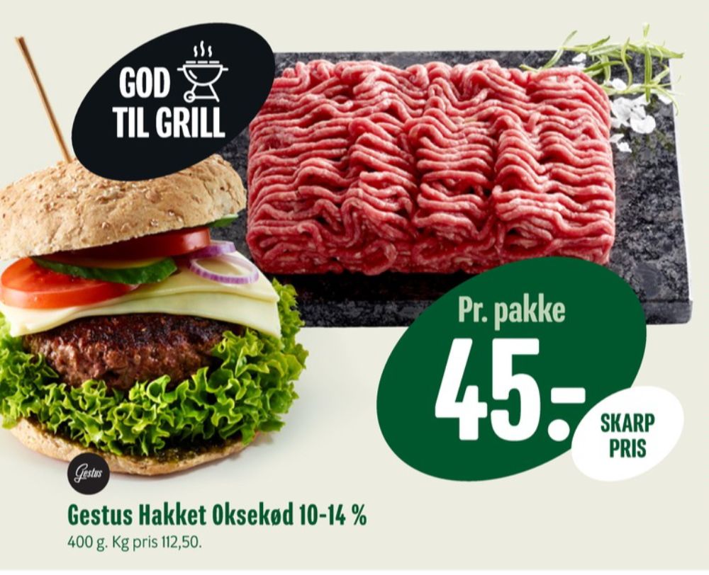 Gestus, Hakket oksekød 10-14%