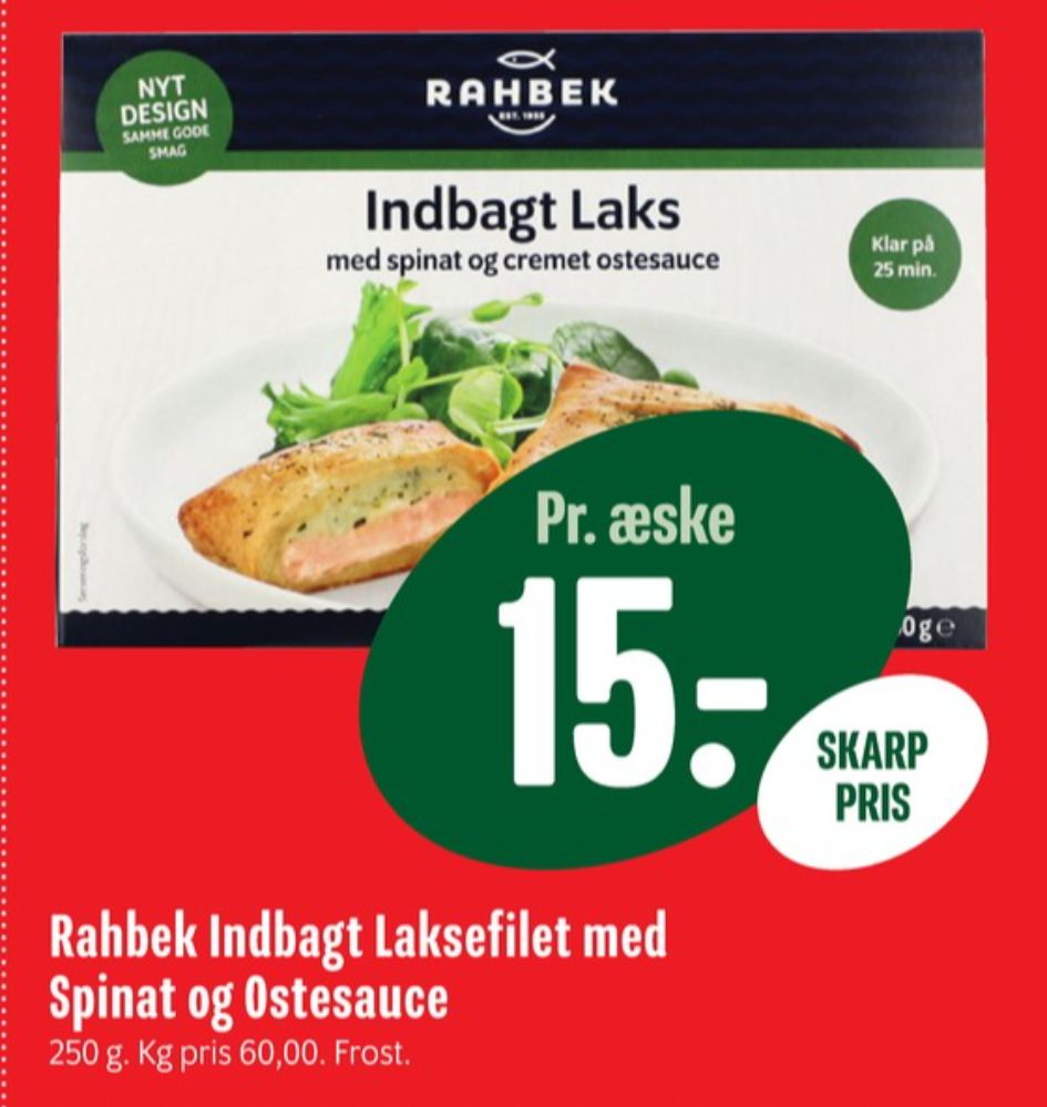 Rahbek, Indbagt Laks med Spinat og Ostesauce