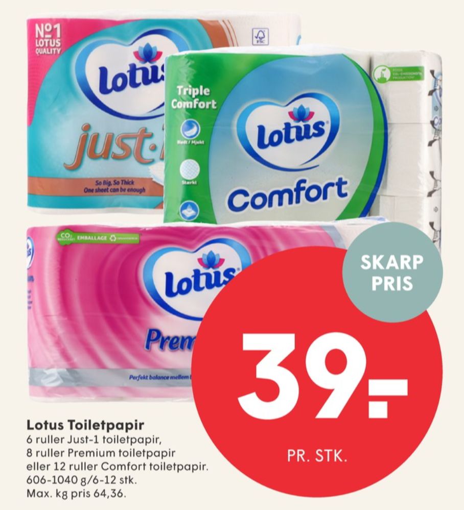 Lotus Comfort, Toiletpapir
