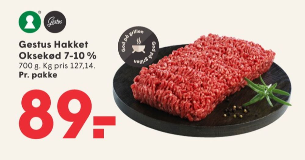 Gestus, Hakket oksekød 7-10%