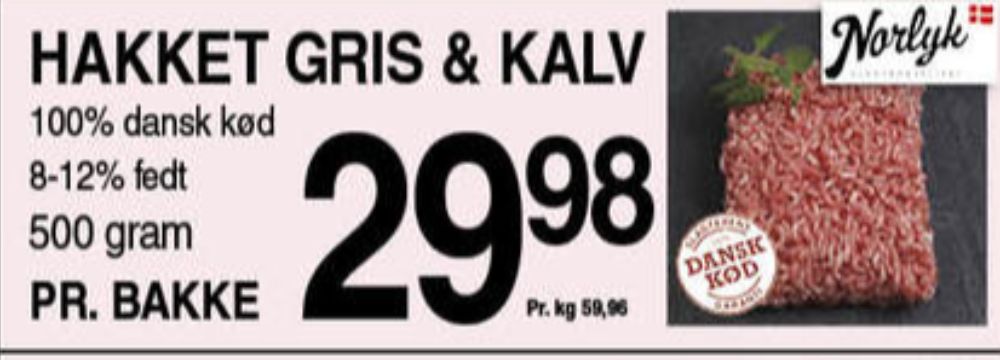 Norlyk Slagter, Hakket kalv og grisekød 8-12%