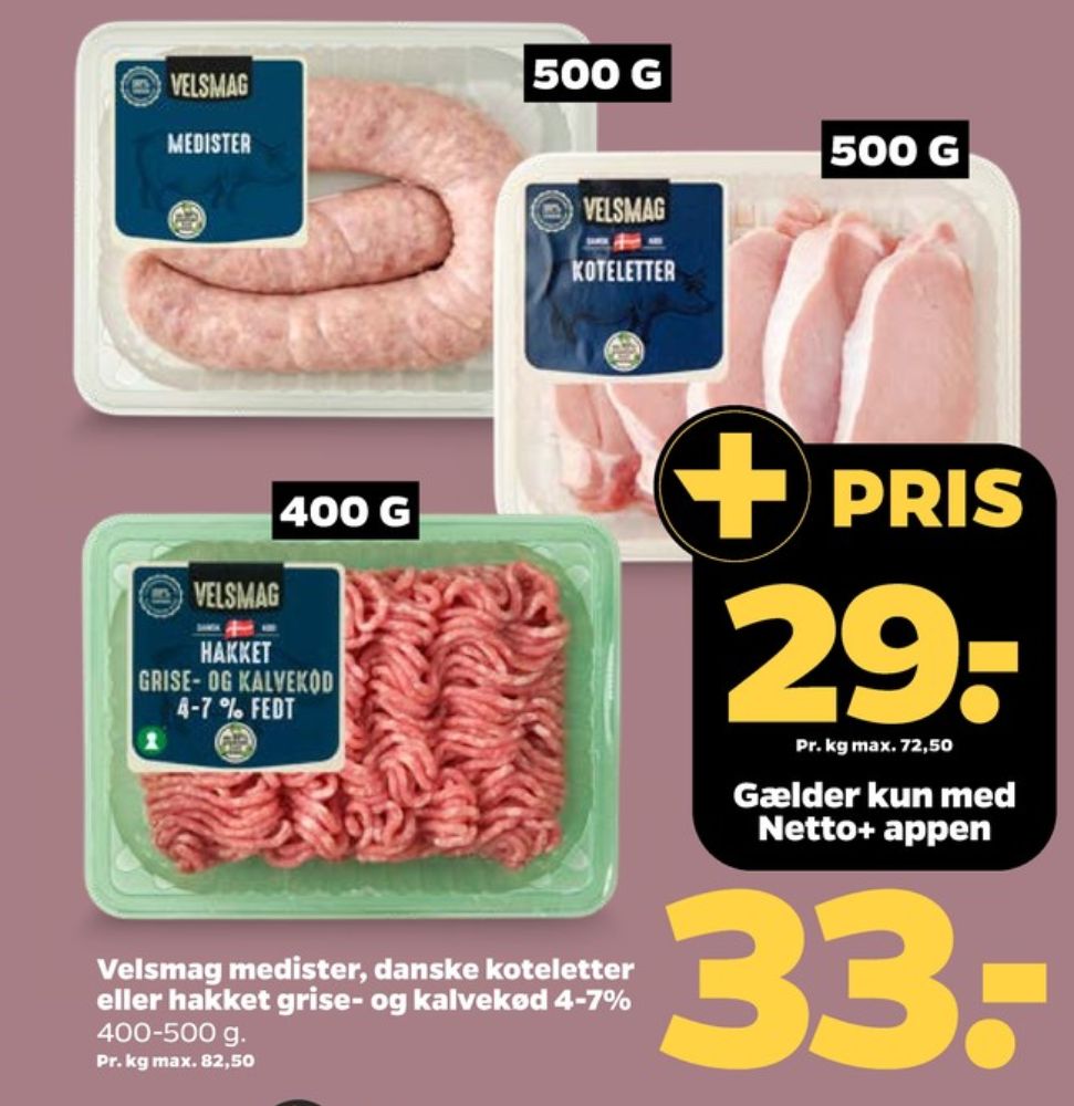 Velsmag, Hakket kalv og grisekød 4-7%