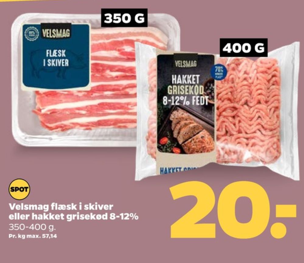 Velsmag, Hakket grisekød 8-12%