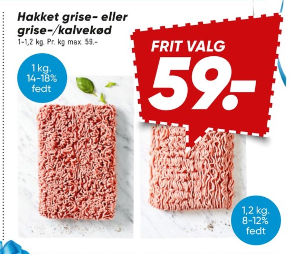 Hakket kalv og grisekød 8-12%