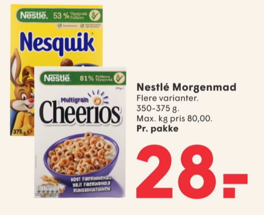Nestlé Cheerios, Morgenmadsprodukt