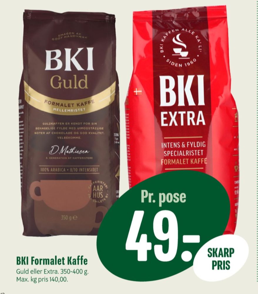BKI Extra Specialristet, Kaffe Formalet