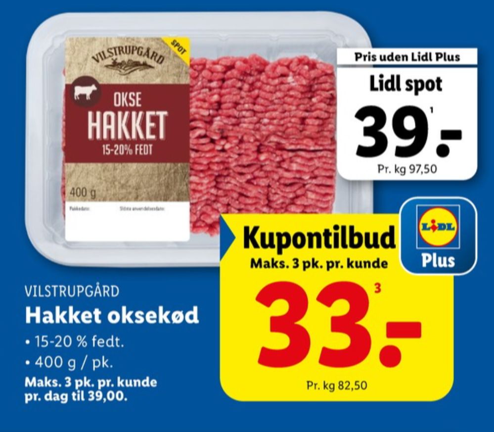 Vilstrupgård, Hakket oksekød 8-12%