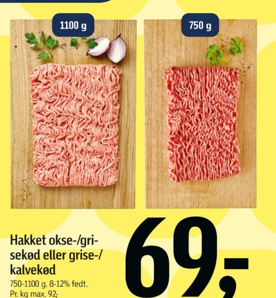 Hakket oksekød 8-12%