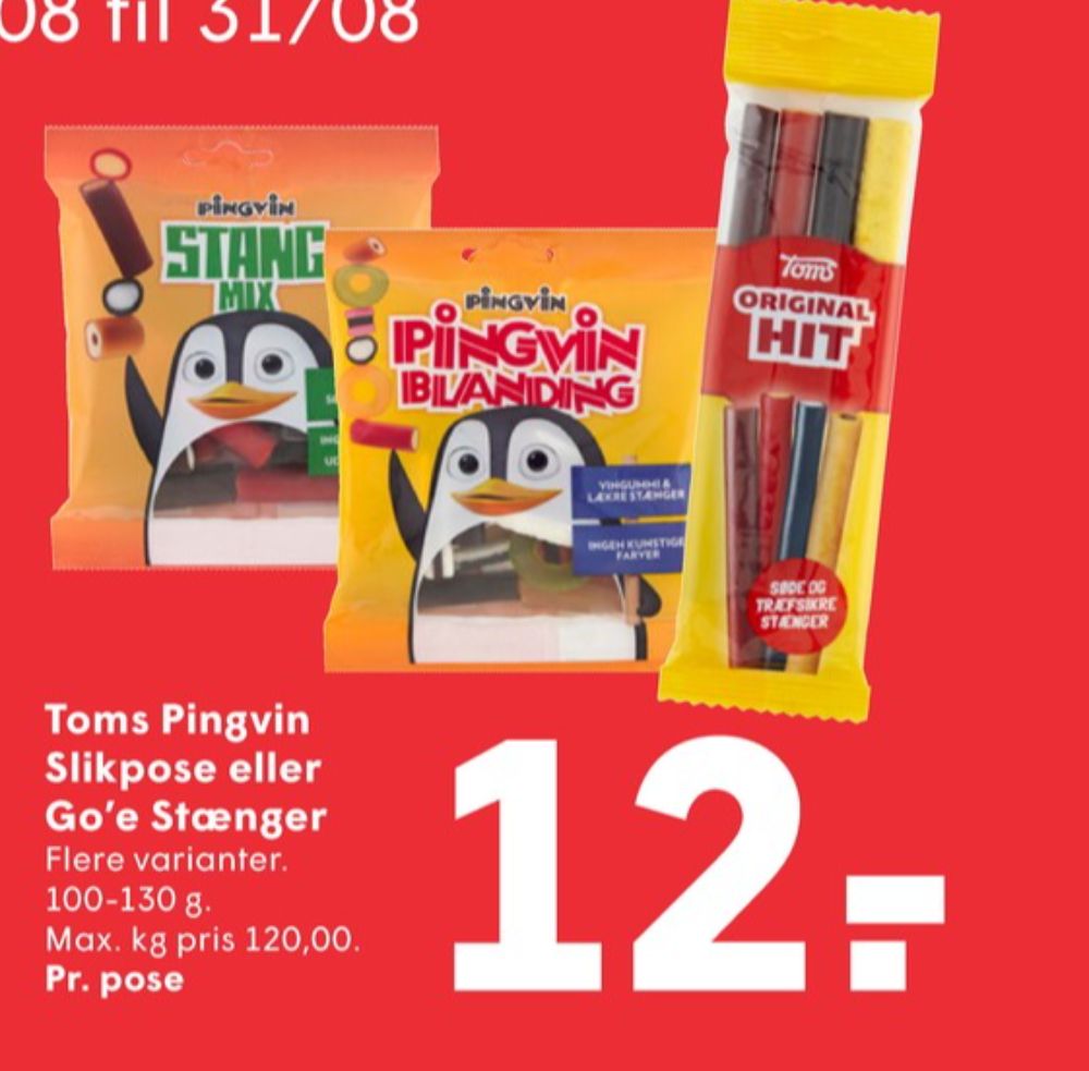 Toms Pingvin Stang Mix, Slikposer
