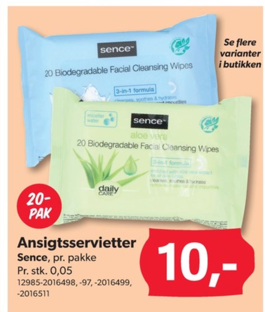 Sence beauty, Renseservietter