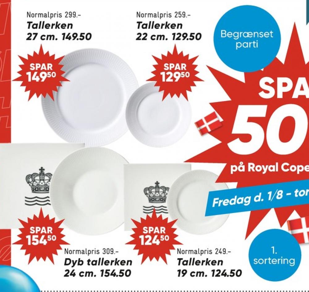 Royal Copenhagen Hvid Riflet, Tallerken