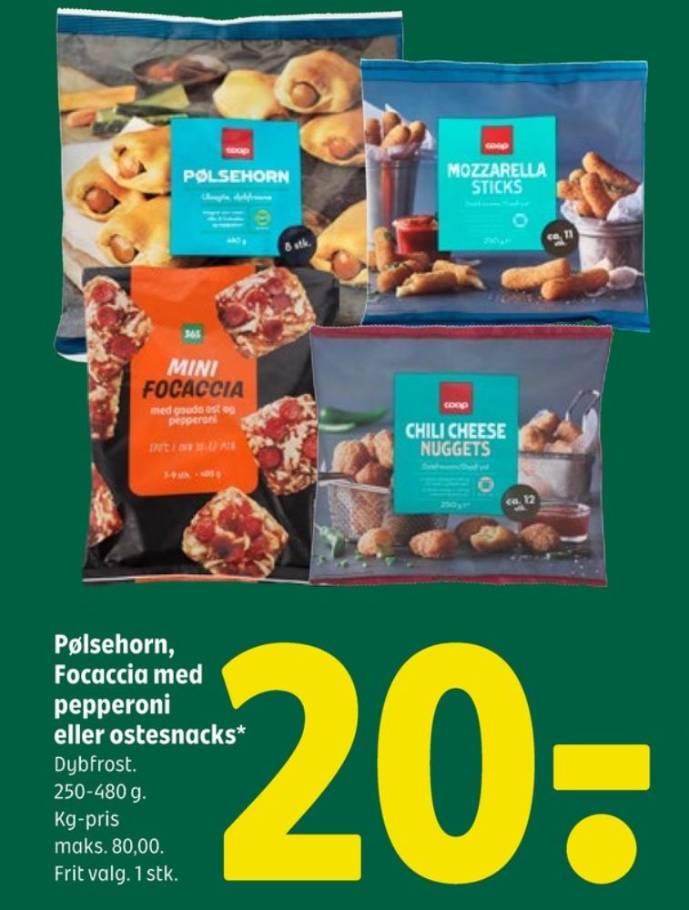 Coop 365, Mini Focaccia med Gouda ost og Pepperoni
