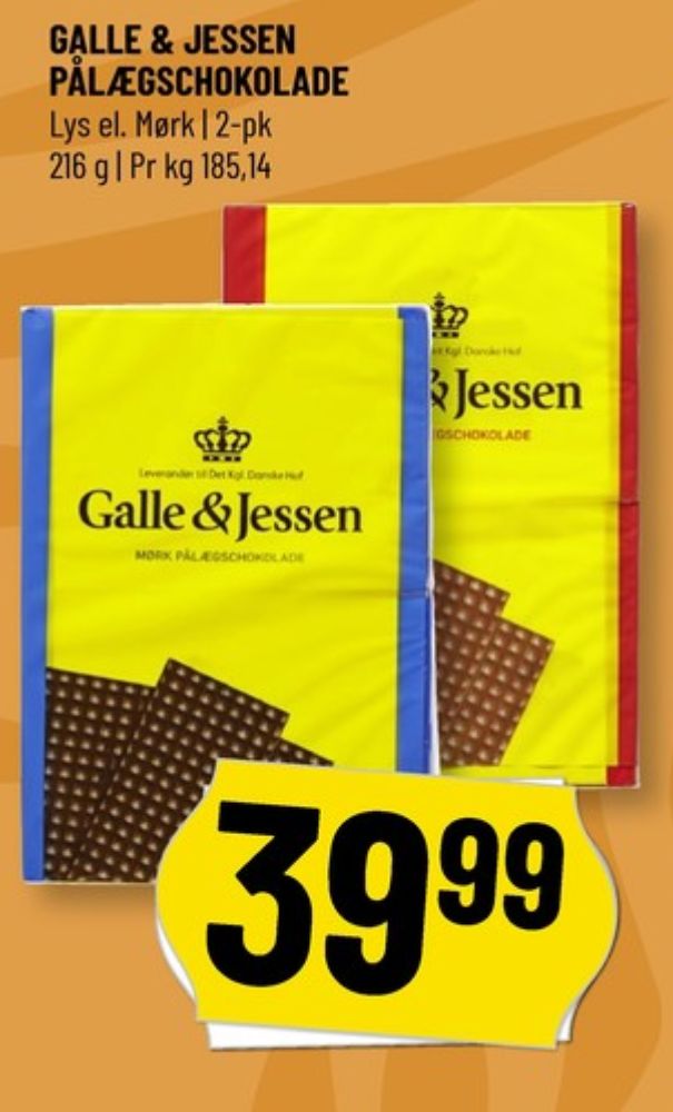 Galle & Jessen, Pålægschokolade Mørk