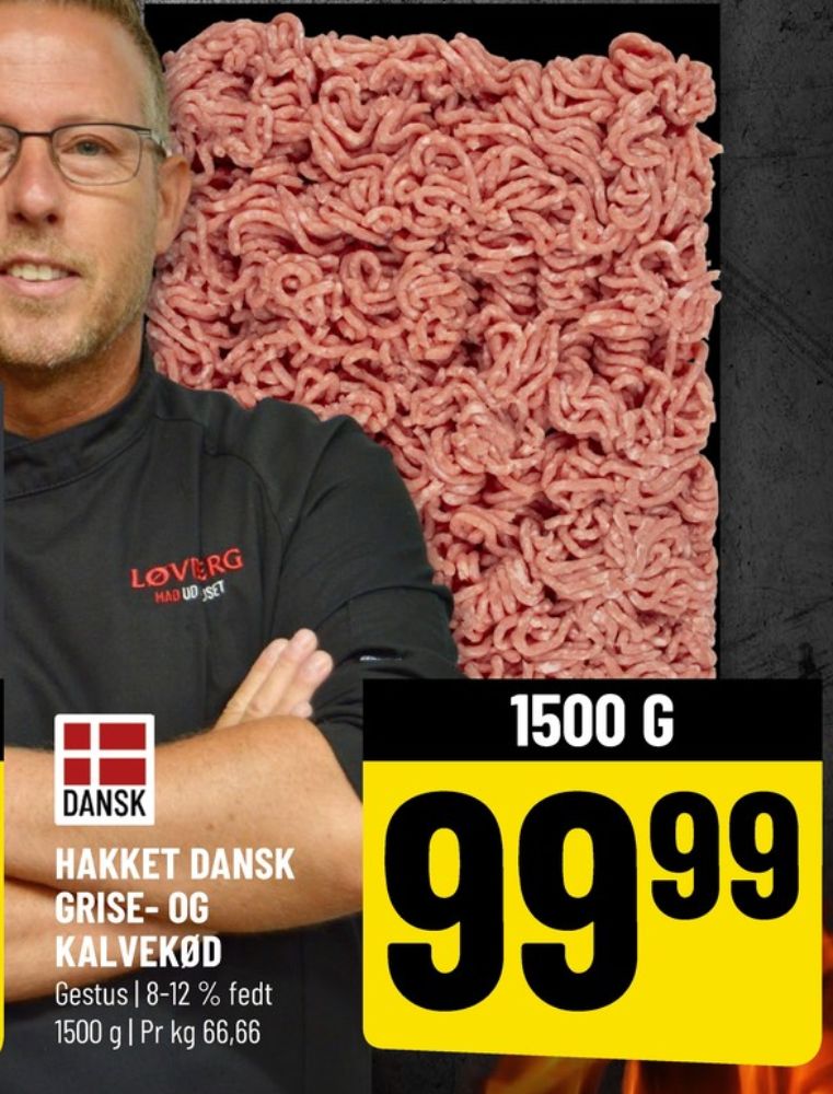 Hakket kalv og grisekød 8-12%