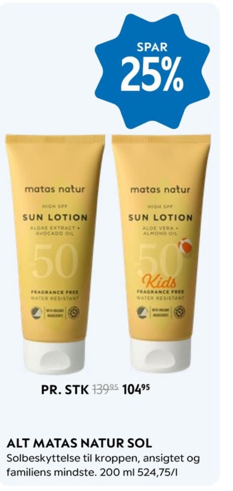 Matas Natur, Solcreme