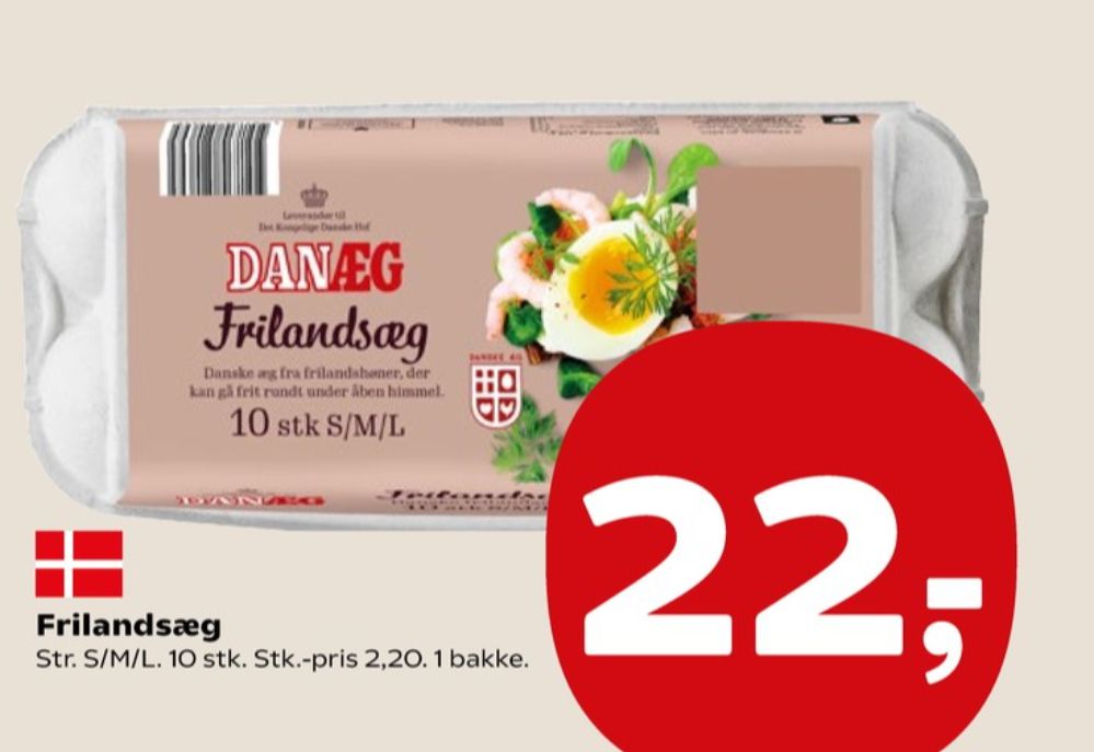 Danæg, Frilandsæg S/M/L