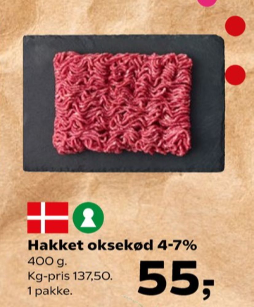 Coop, Hakket oksekød 4-7%