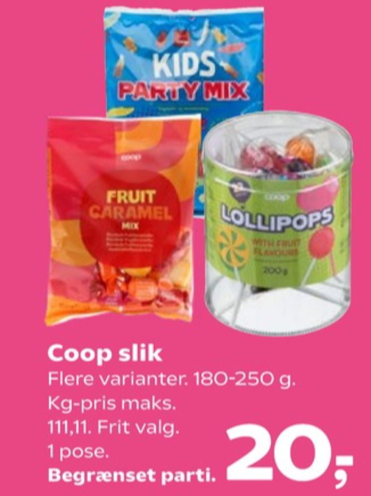 Coop Fruit Caramel Mix, Slikposer