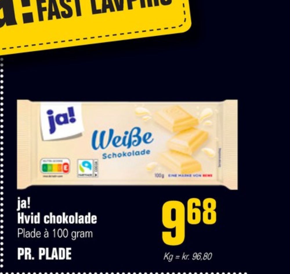 ja!, Chokoladeplade Weisse Schokolade