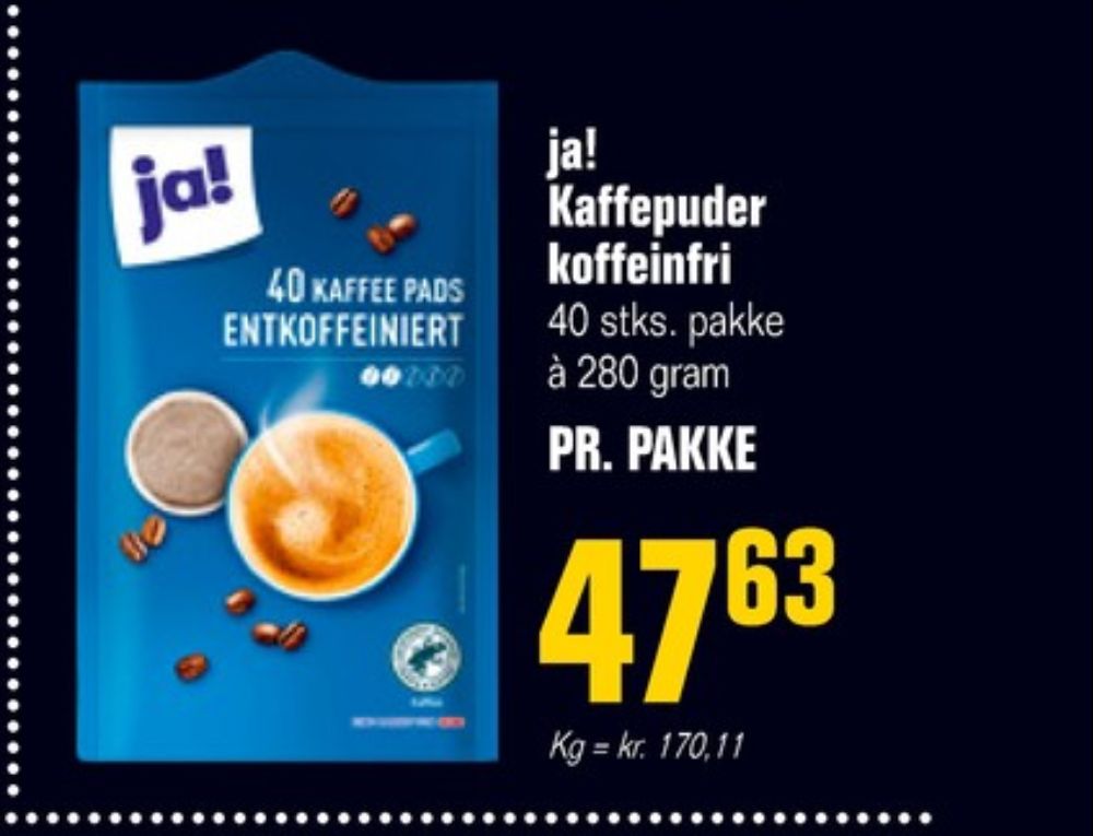 ja! Koffeinfri, Kaffepuder