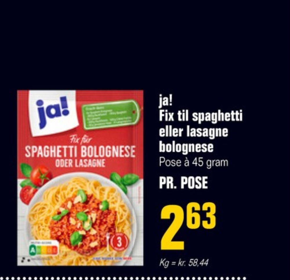 ja!, Krydderimix Spaghetti Bolognese